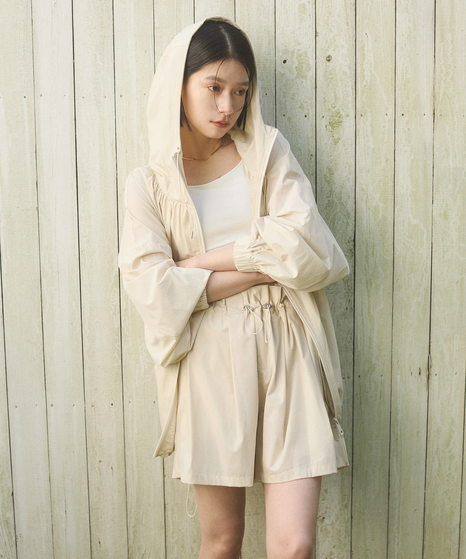 【接触冷感】フリルギャザー ショートパンツ