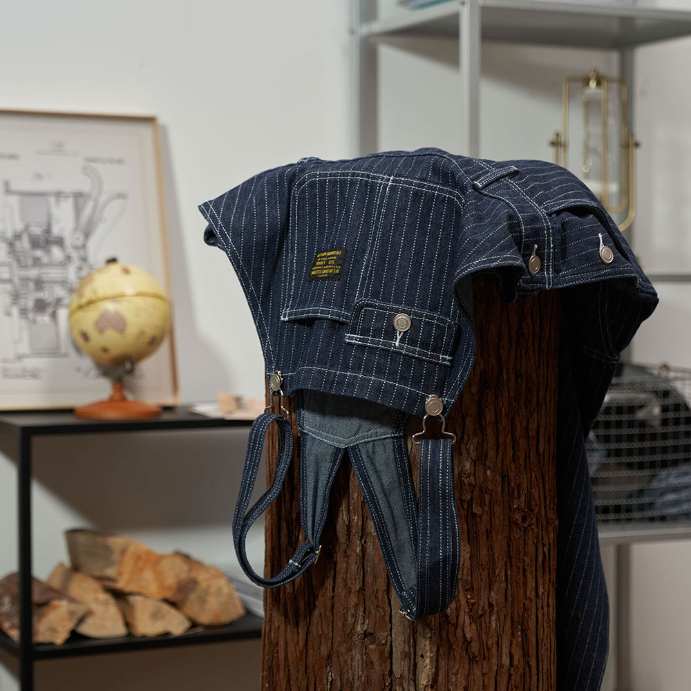 ストライプデニムオーバーオール