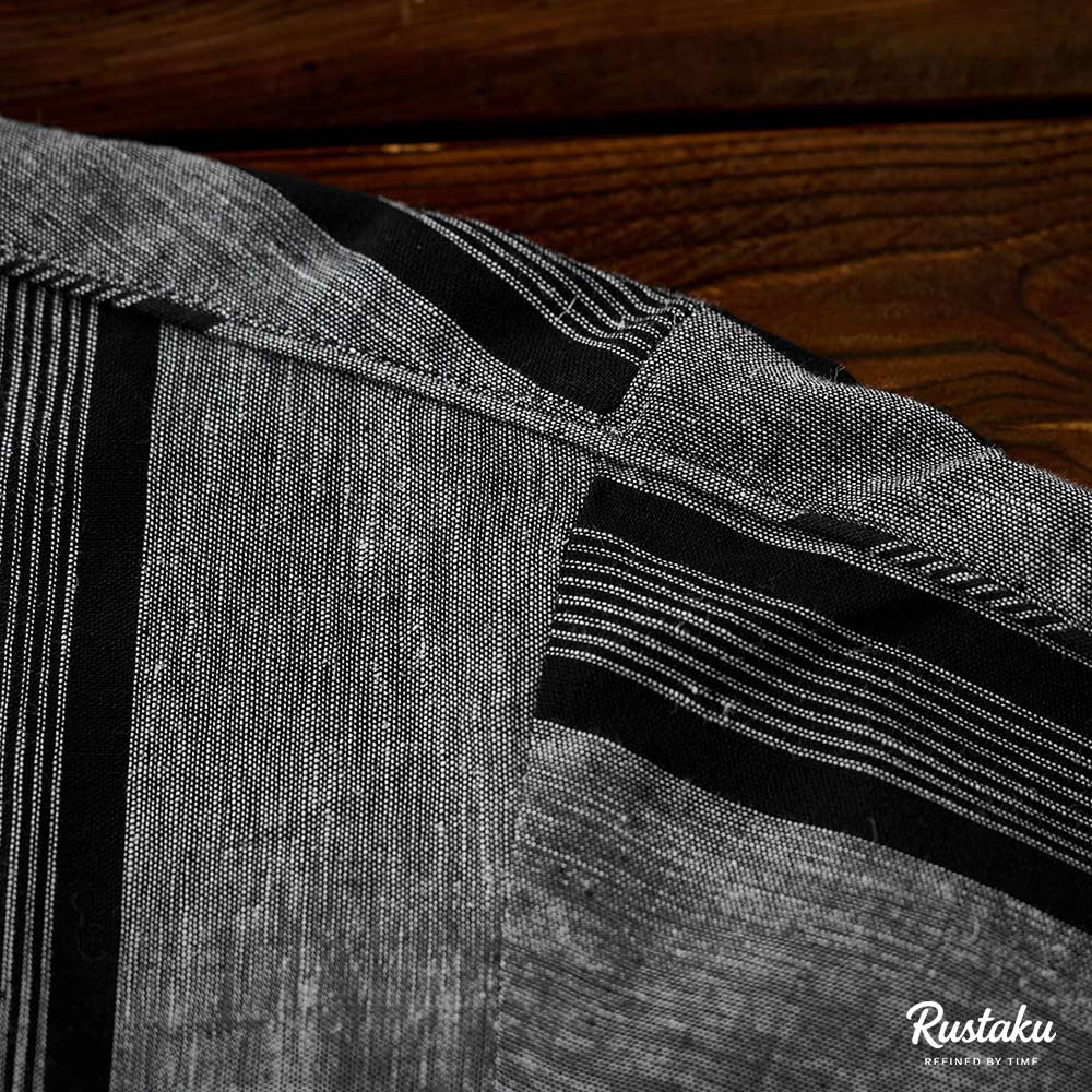 和風コットンリネンストライプシャツ