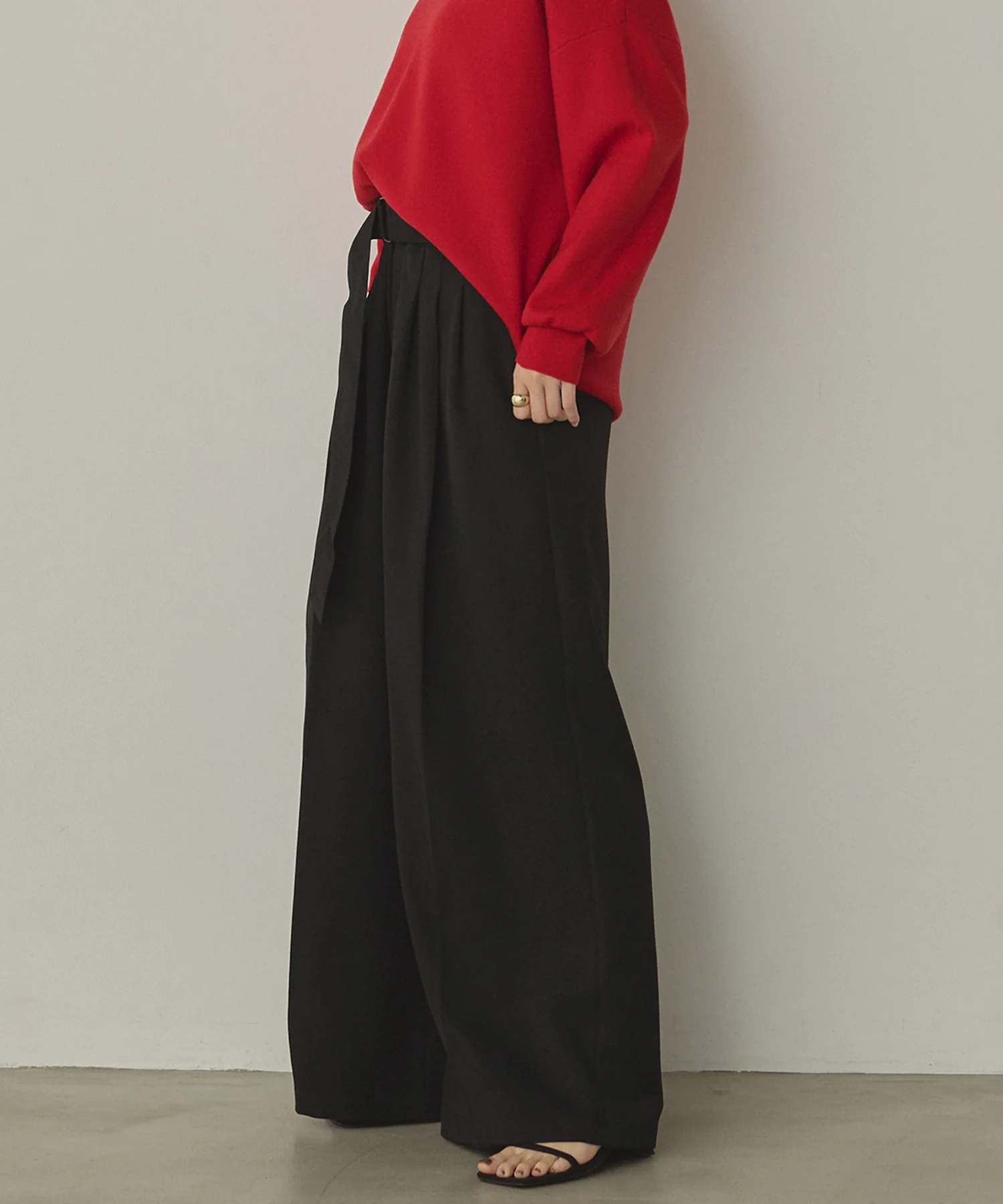 ツイルストライプ タックワイドパンツ