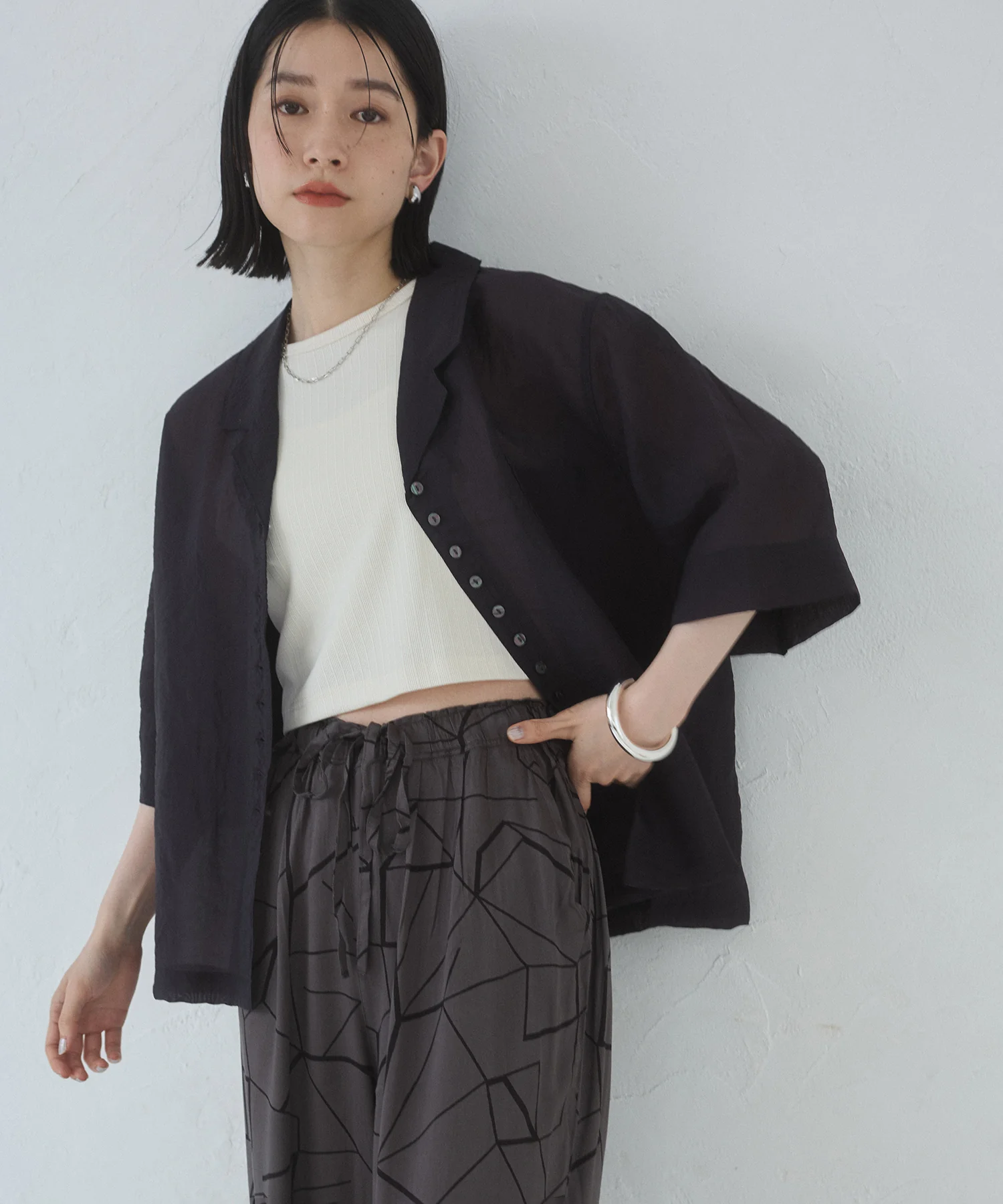 半袖 ツヤシアーシャツ