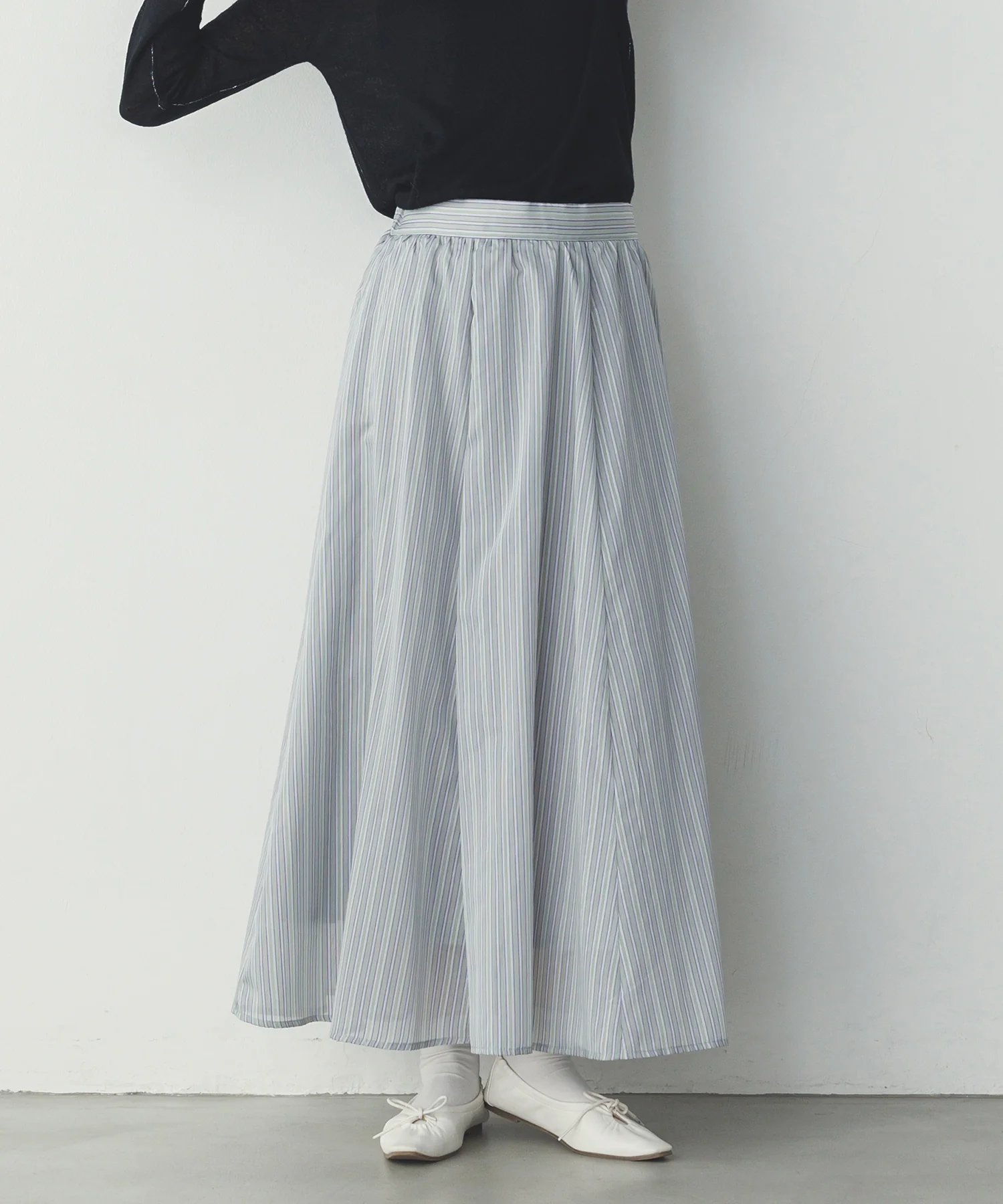 ドビーストライプ シアーフレアスカート