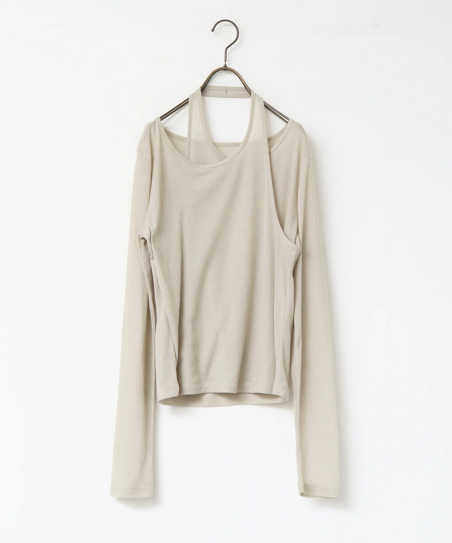 【WEB限定/別注】ランダムリブ レイヤード シアートップス