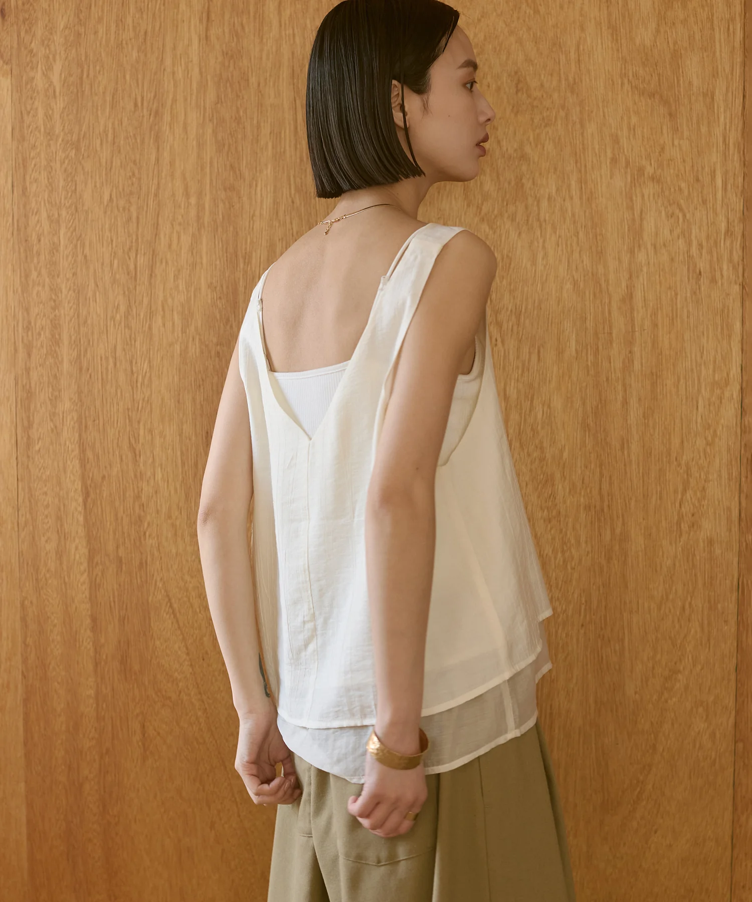 ワッシャーサテン ゆるタンクトップ