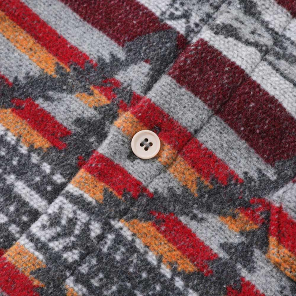 民族風ナバホ柄ジャカード長袖シャツ