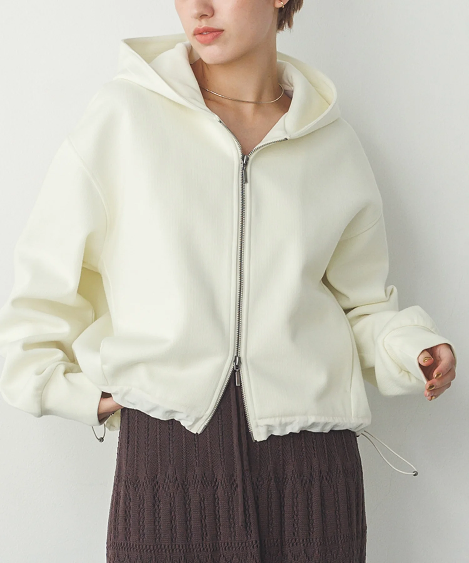 ダブルジップ ショートフーディ