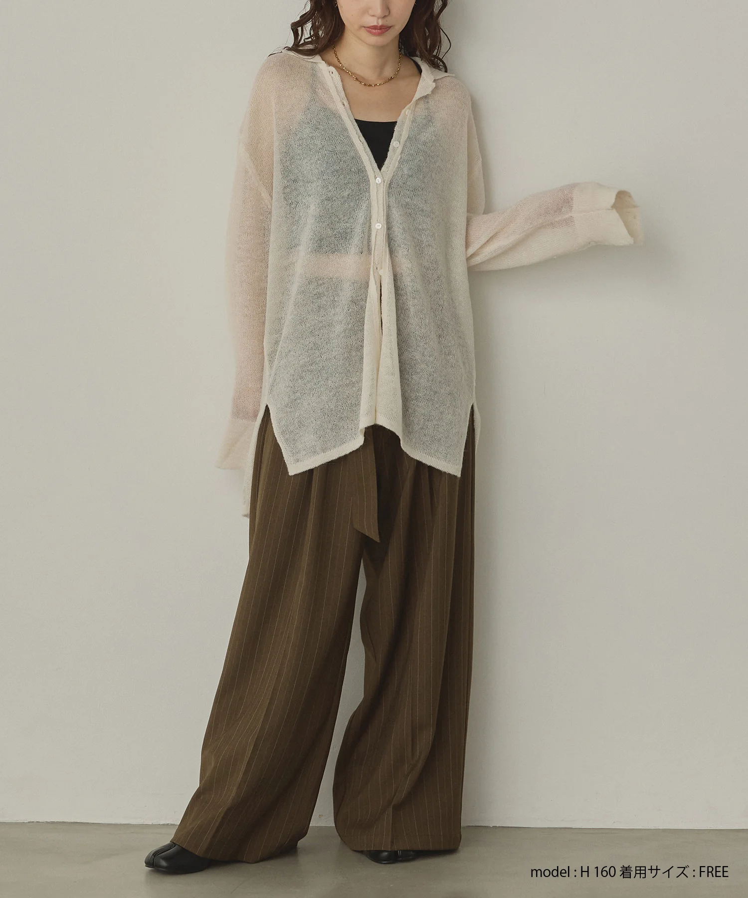 ツイルストライプ タックワイドパンツ