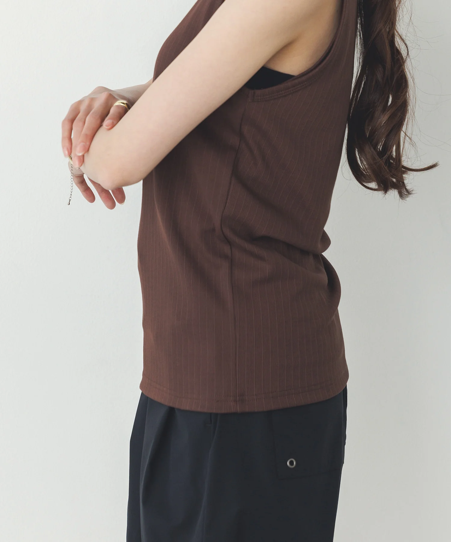 2枚重ね リブタンクトップ