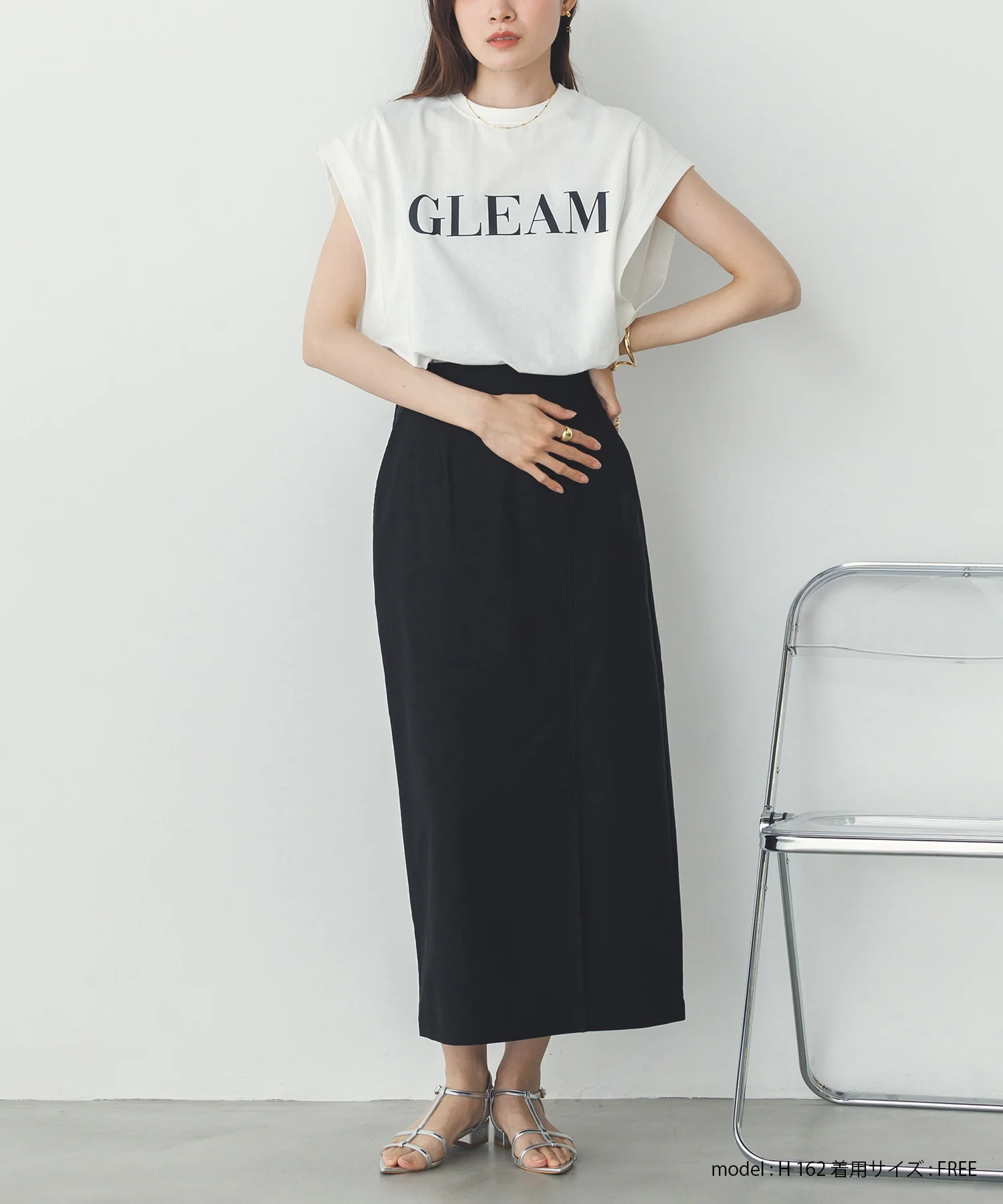 ノースリーブ プリントTシャツ