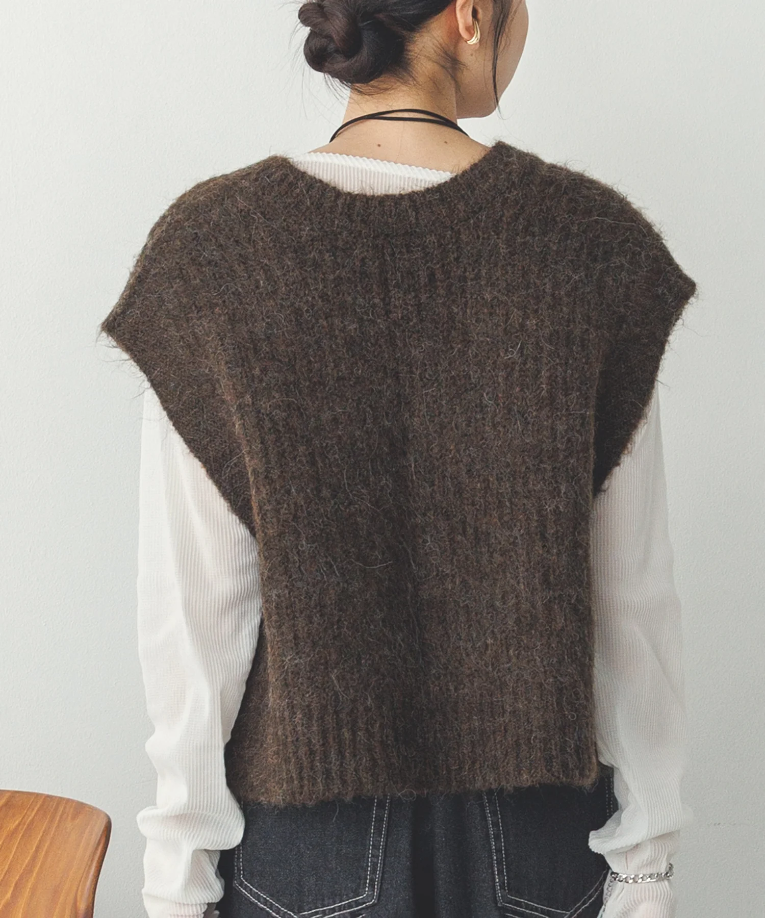 前後２WAY ショートニットベスト