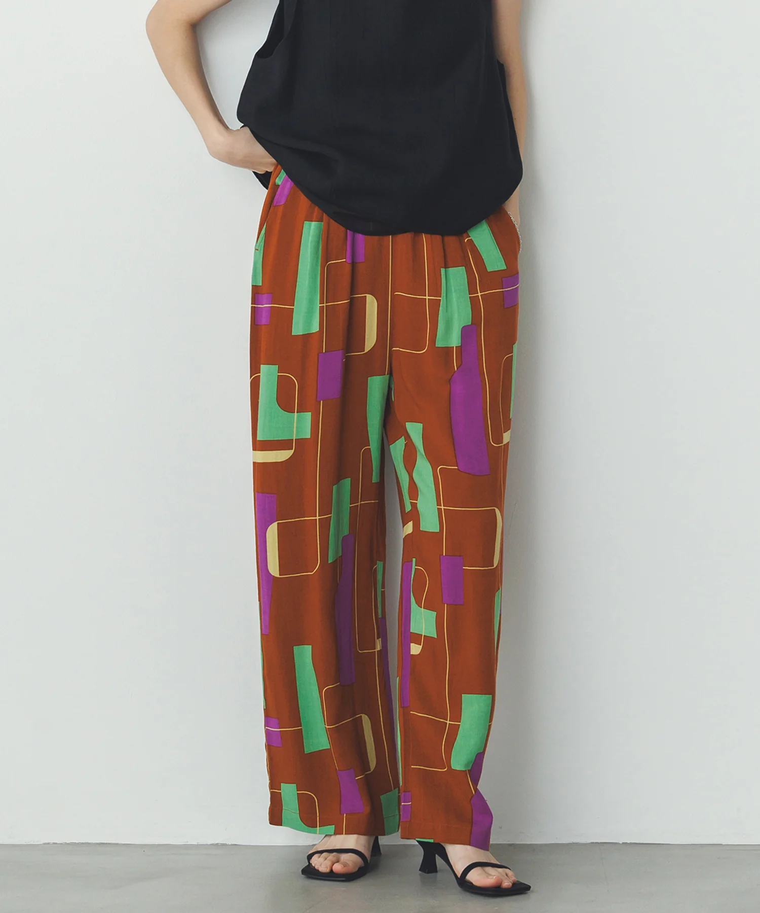 レーヨン スラブプリント イージーパンツ