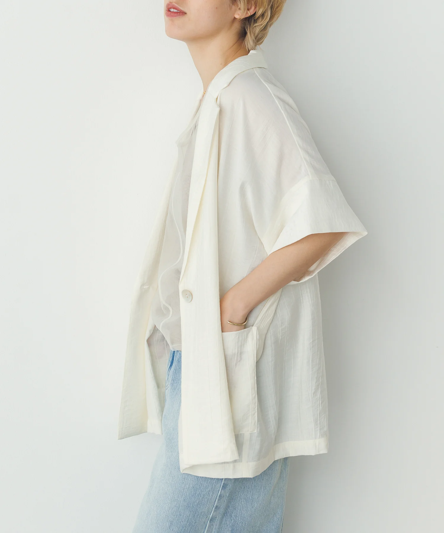 ワッシャーサテン シャツジャケット