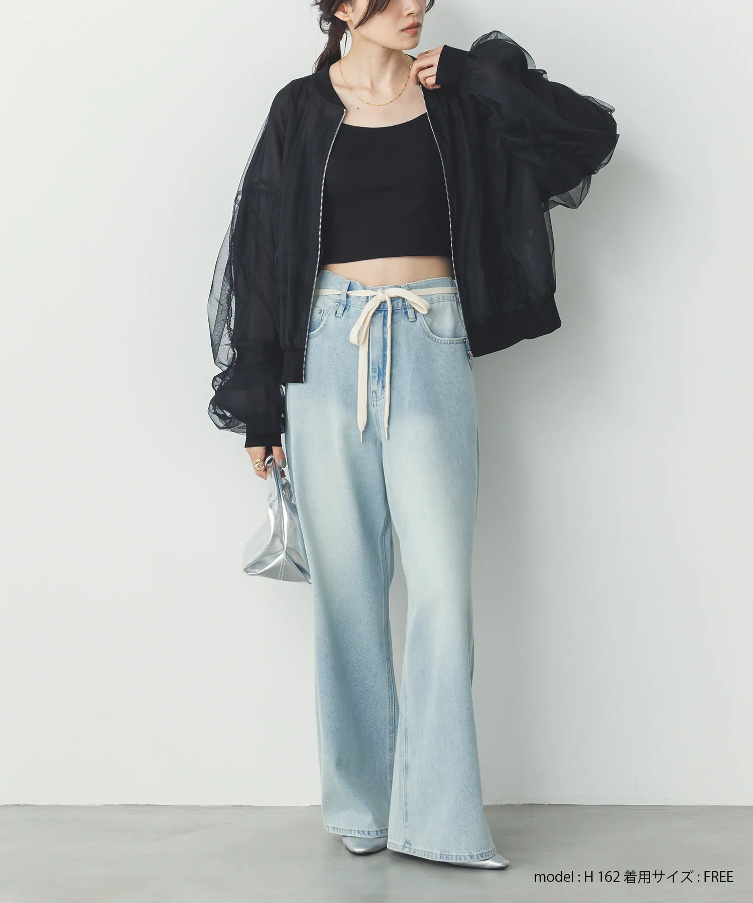 チュールシアー チェックブルゾン