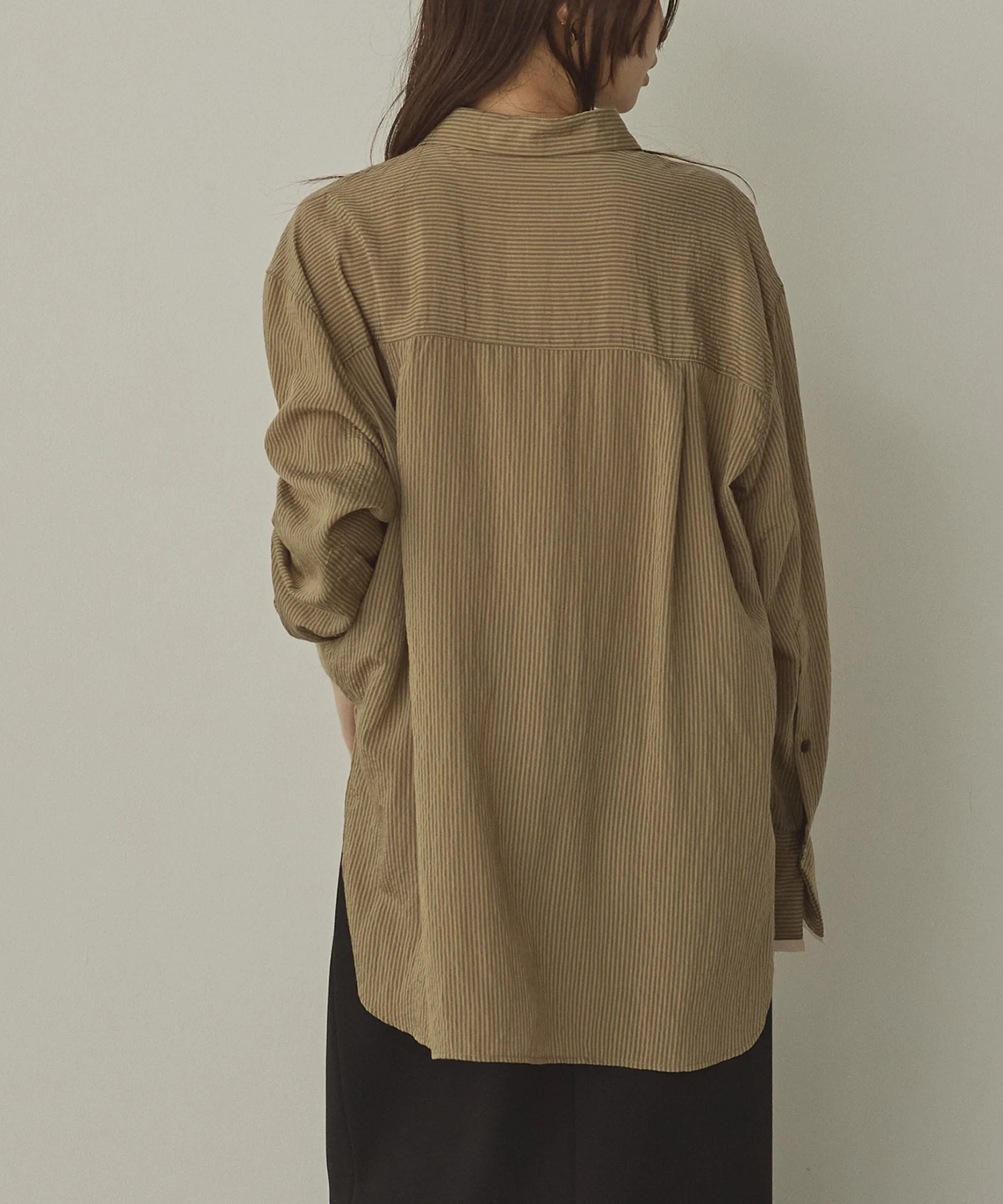 ツヤストライプ オーバーシャツ