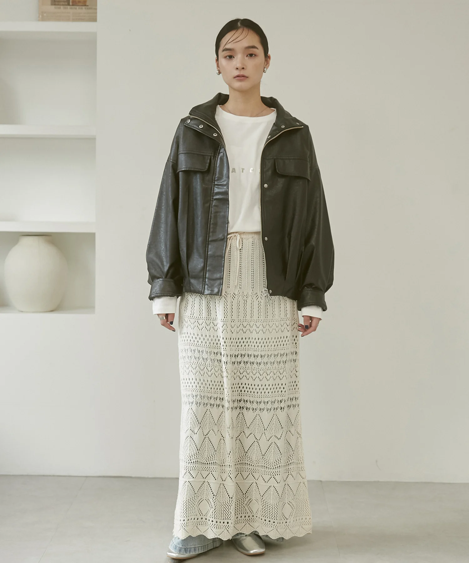 透かし編み ニットスカート