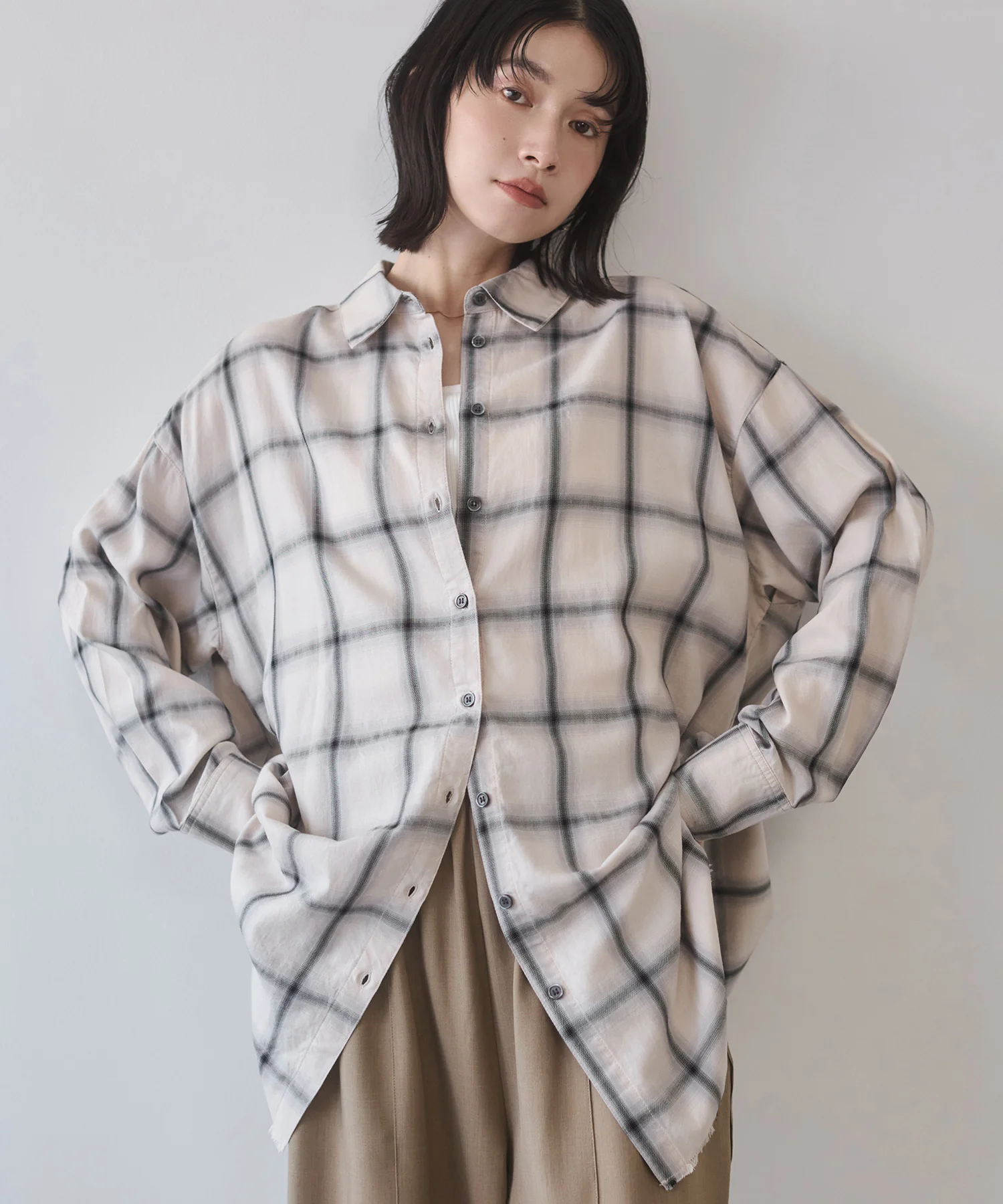 オンブレチェック オーバーシャツ