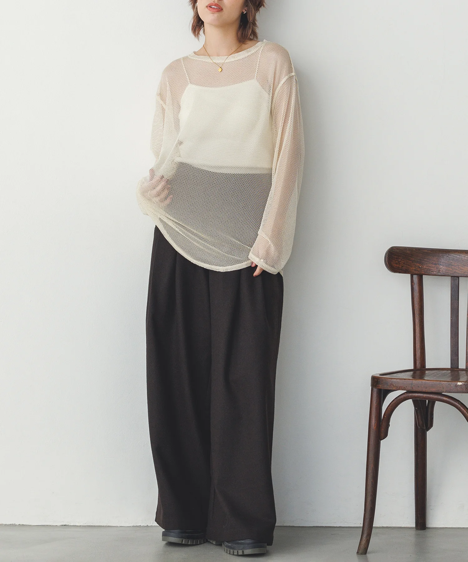 ラメメッシュ クルーロンT