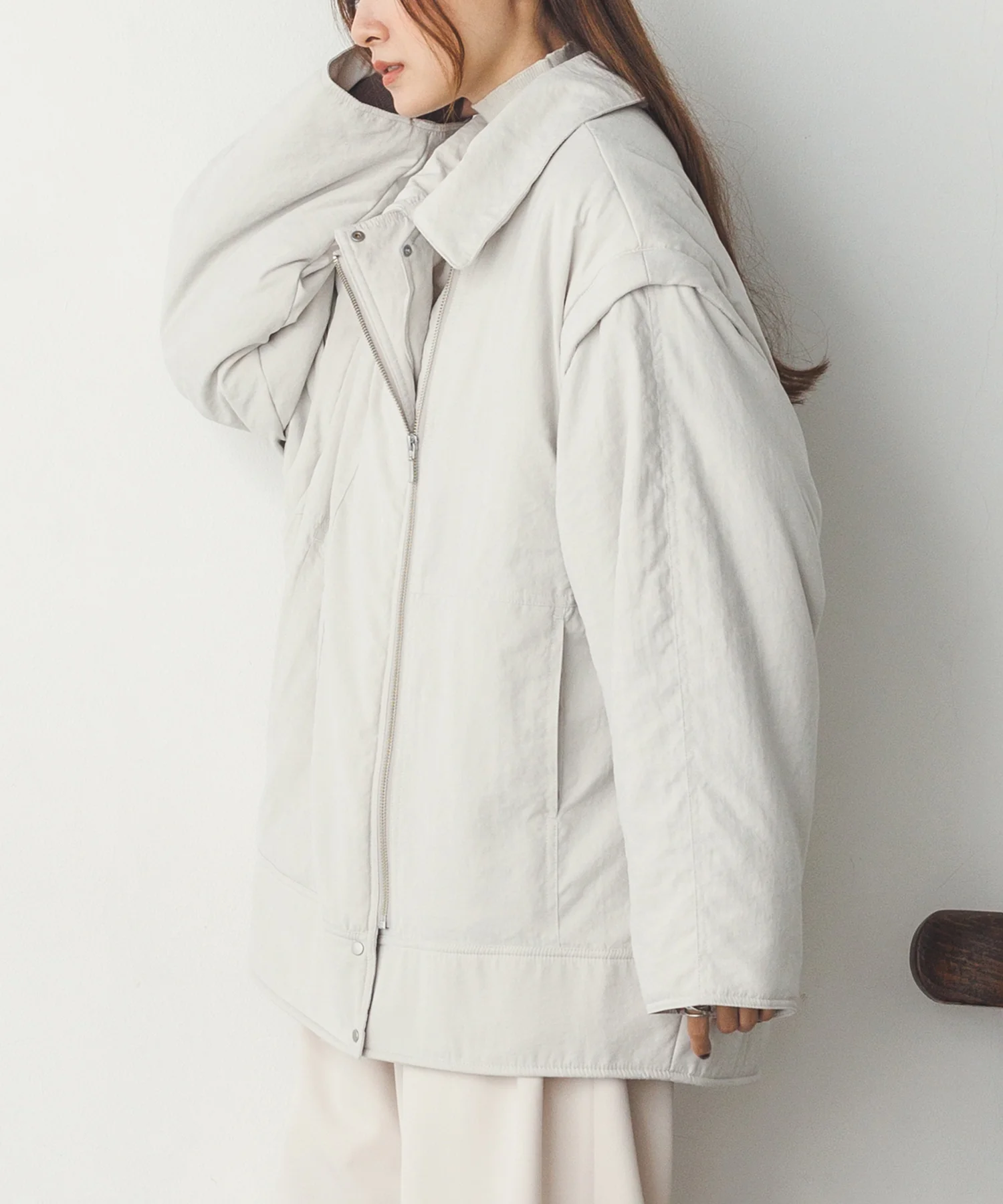 袖取り外し2way 中綿ライダースコート