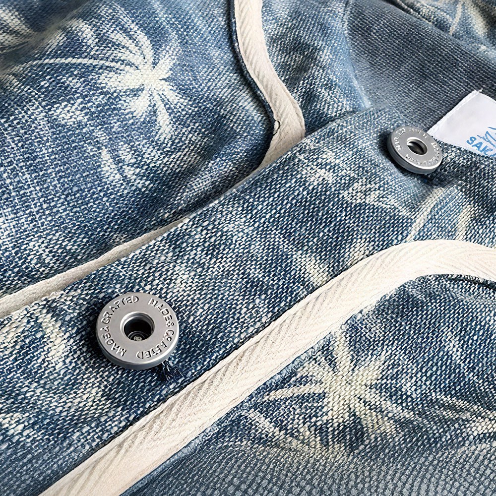 ヤシの木柄デニムベースボールシャツ