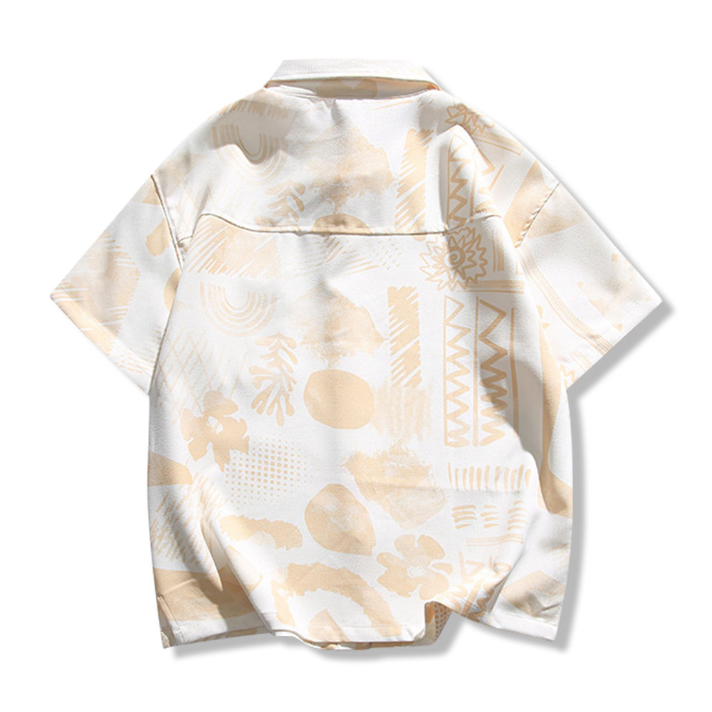 トロピカル抽象グラフィックプリント 開襟シャツ