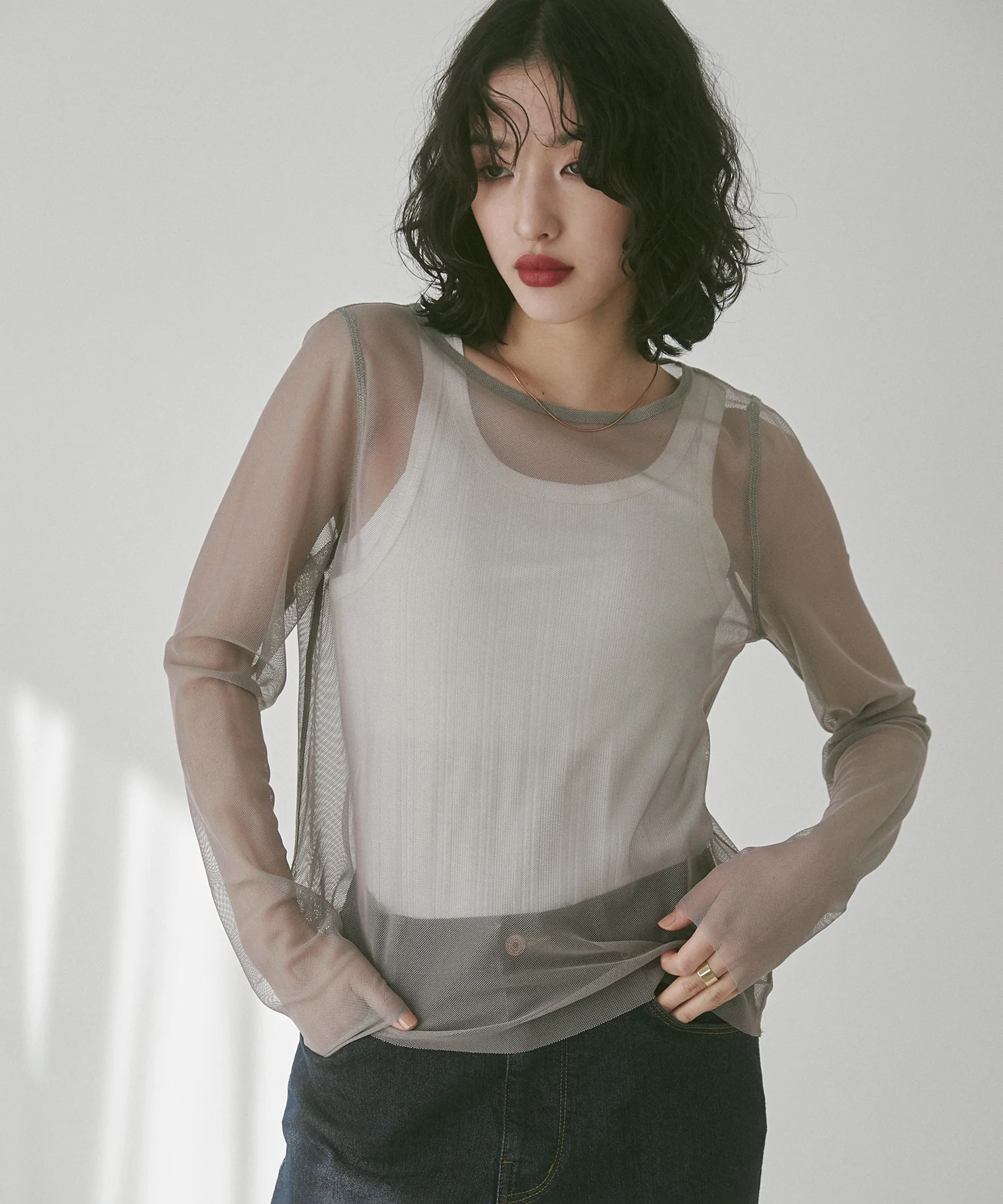 【WEB限定/別注】リバーシブルパワーネット クルーネックシアートップス