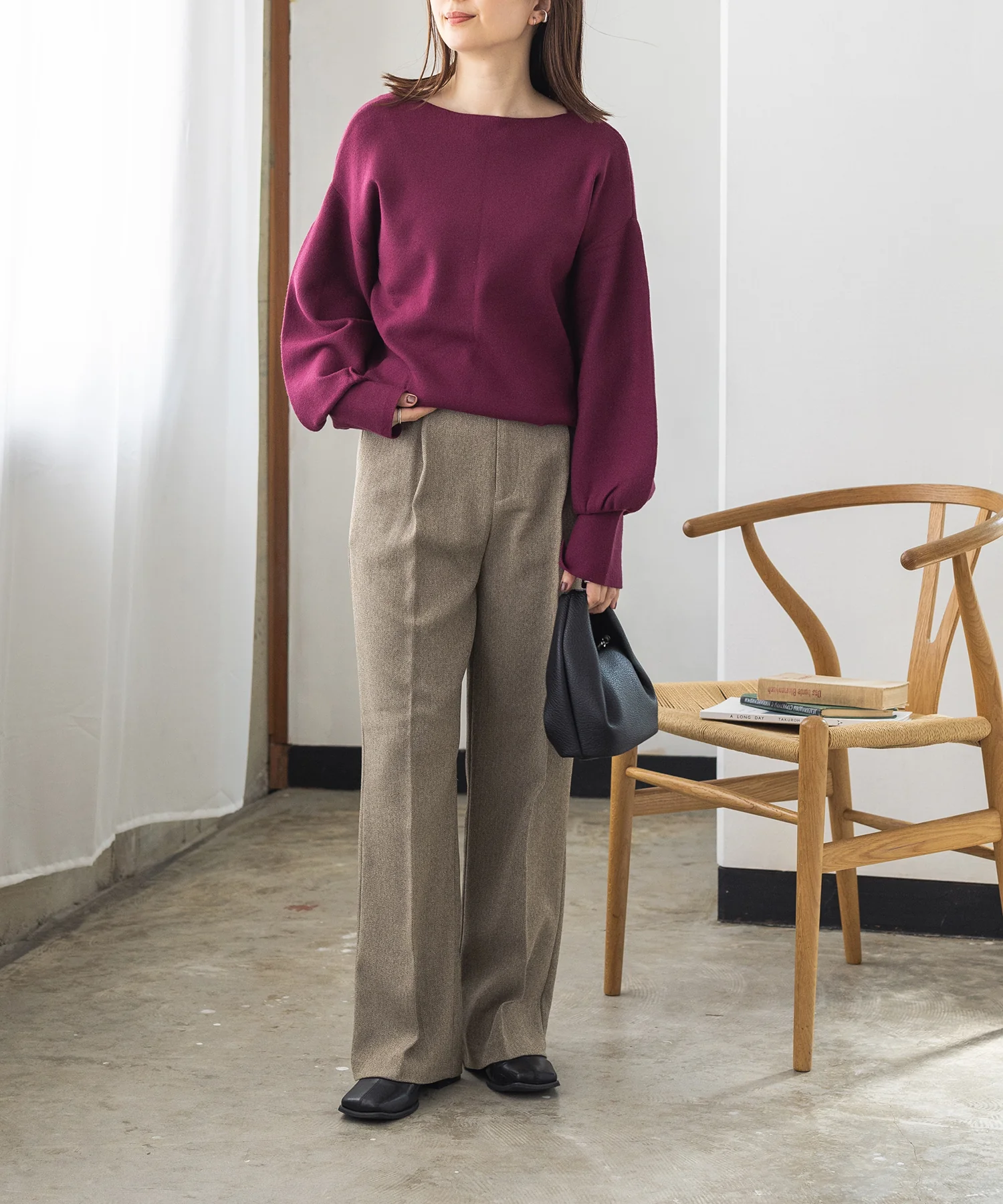 ウールライクストレートパンツ