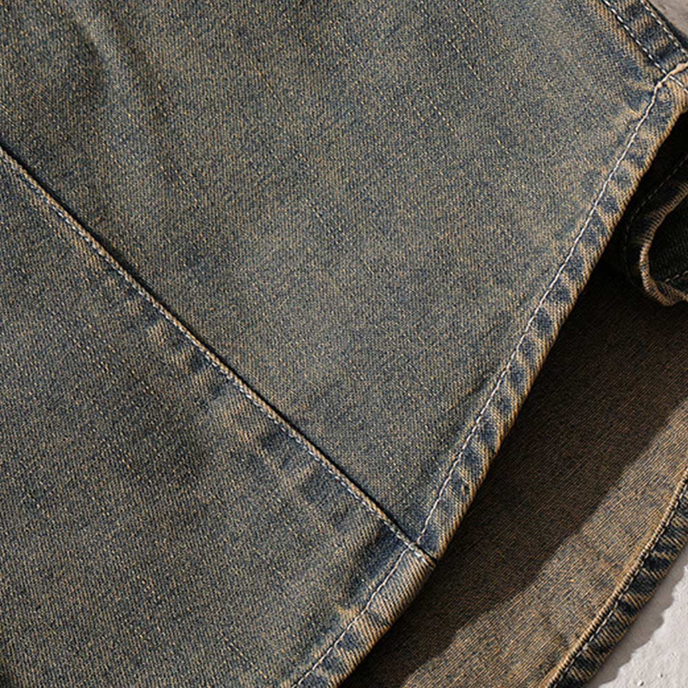 アメカジ刺繍ウォッシュデニムシャツ長袖