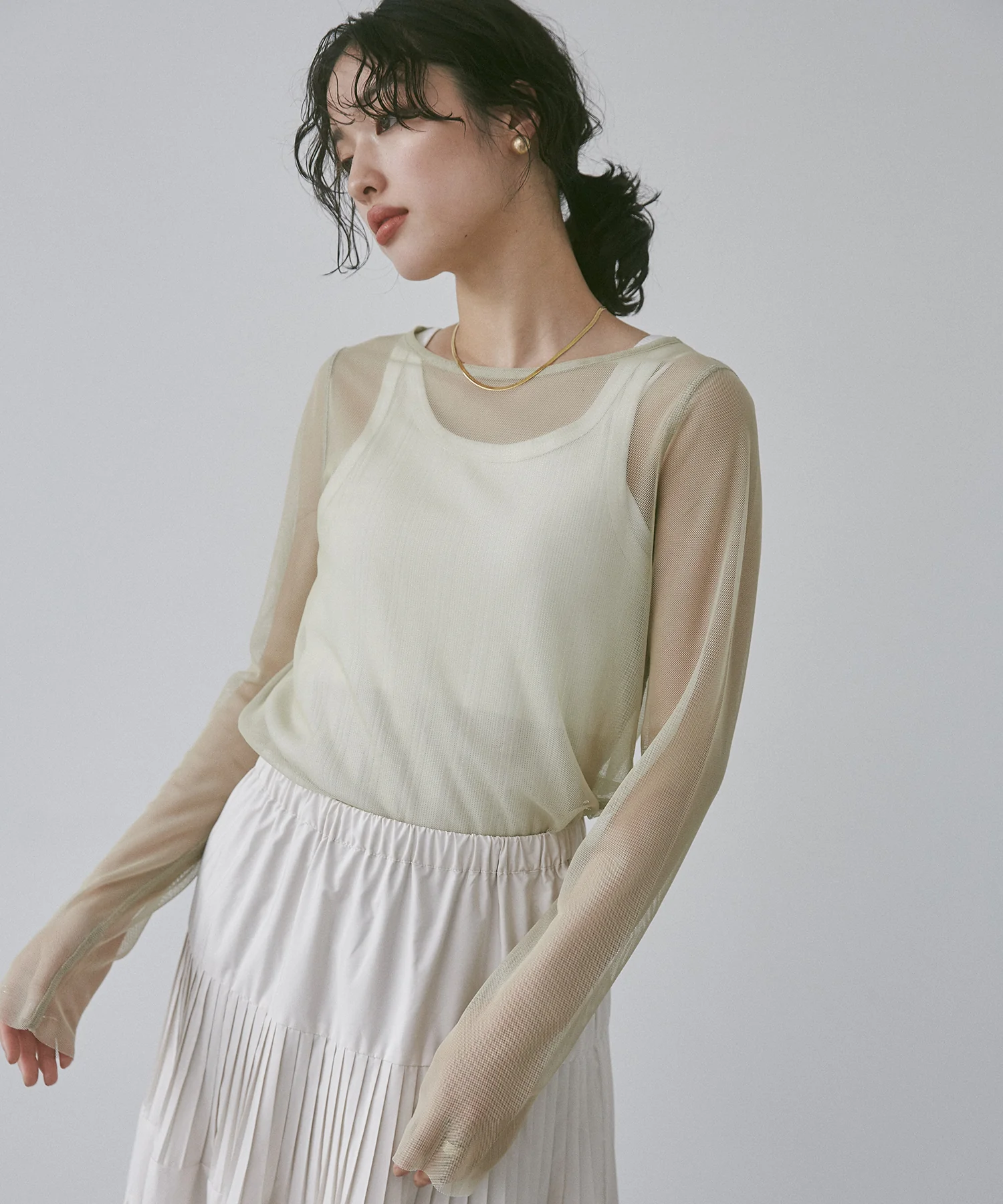 【WEB限定/別注】リバーシブルパワーネット クルーネックシアートップス