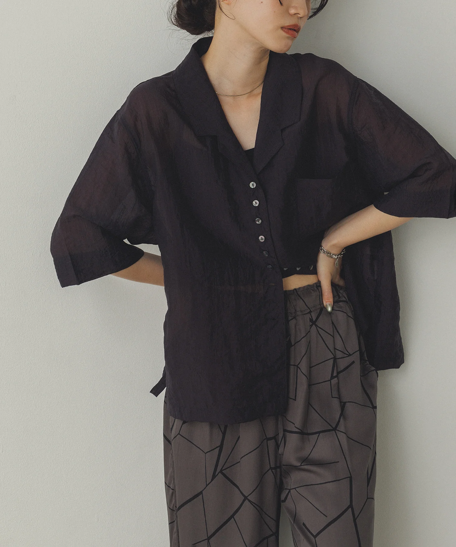 半袖 ツヤシアーシャツ