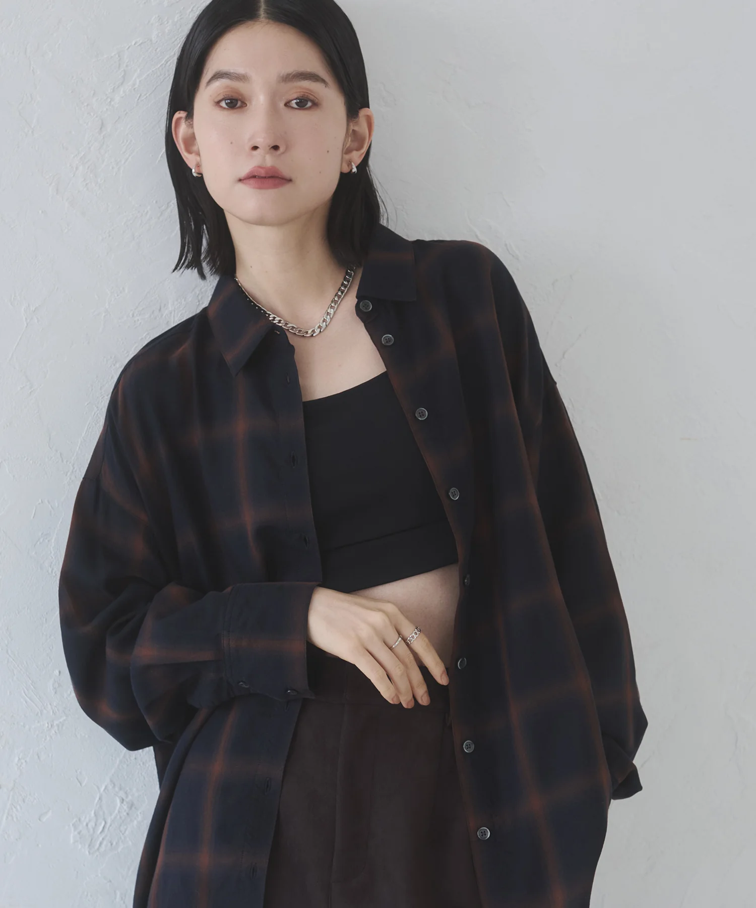 オンブレチェック オーバーシャツ