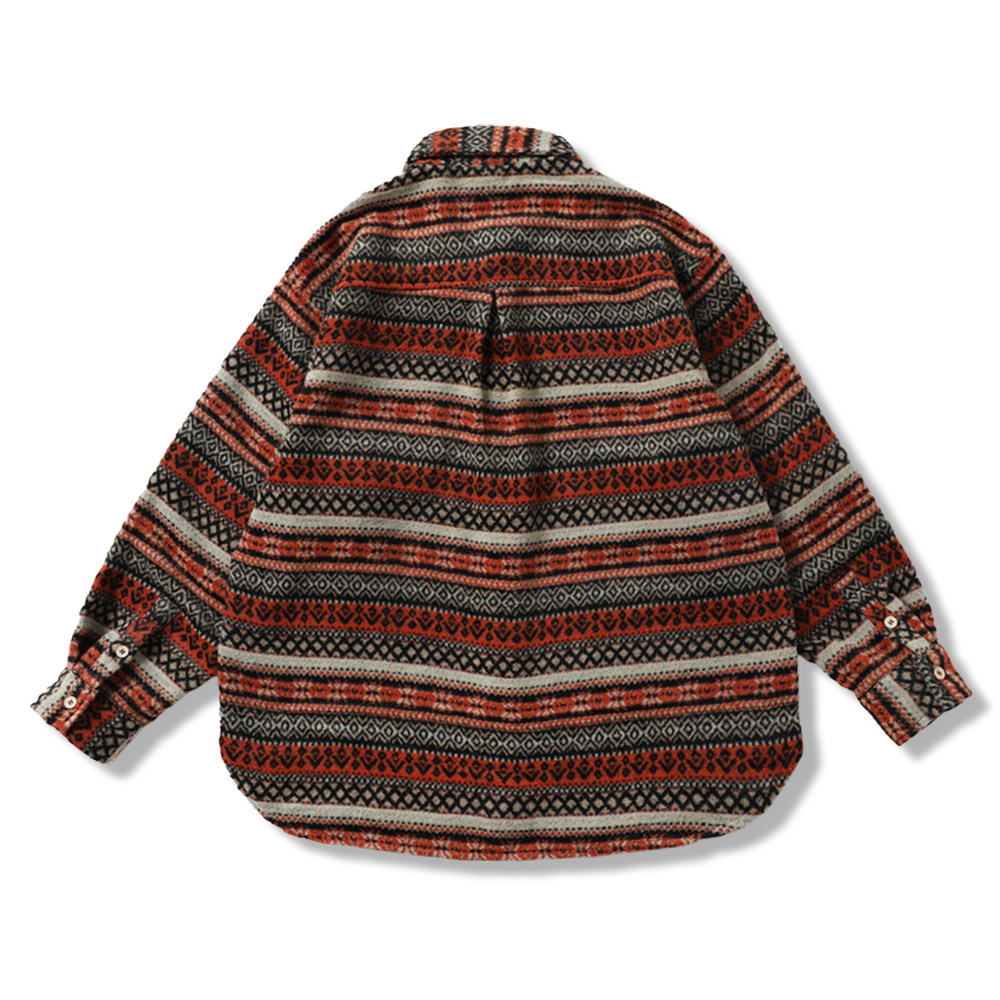 ナバホ柄ジャカード裏起毛長袖ラシャシャツ