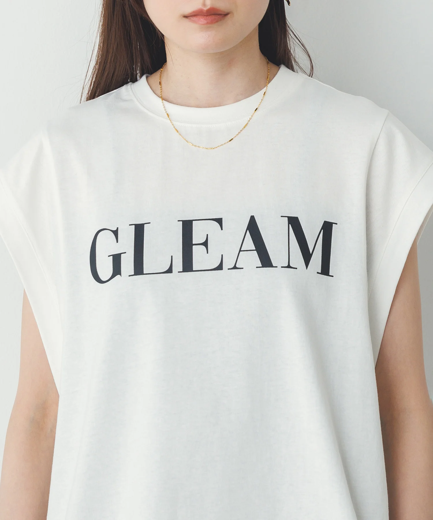 ノースリーブ プリントTシャツ