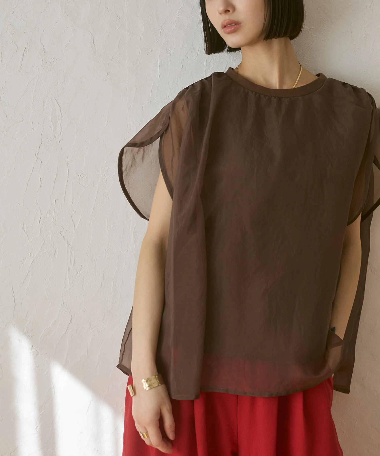 ニュアンス シアーレイヤードトップス