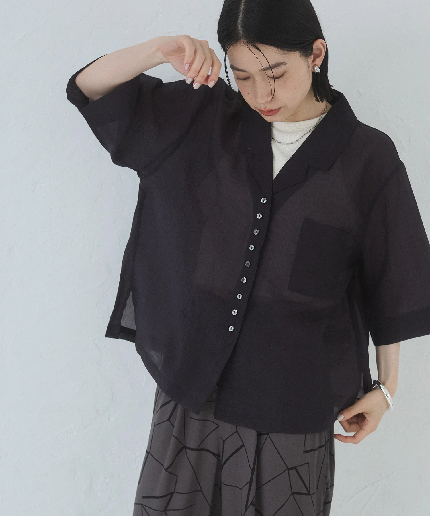 半袖 ツヤシアーシャツ