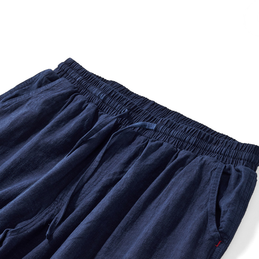 手染め藍染めコットンリネンワイドパンツ