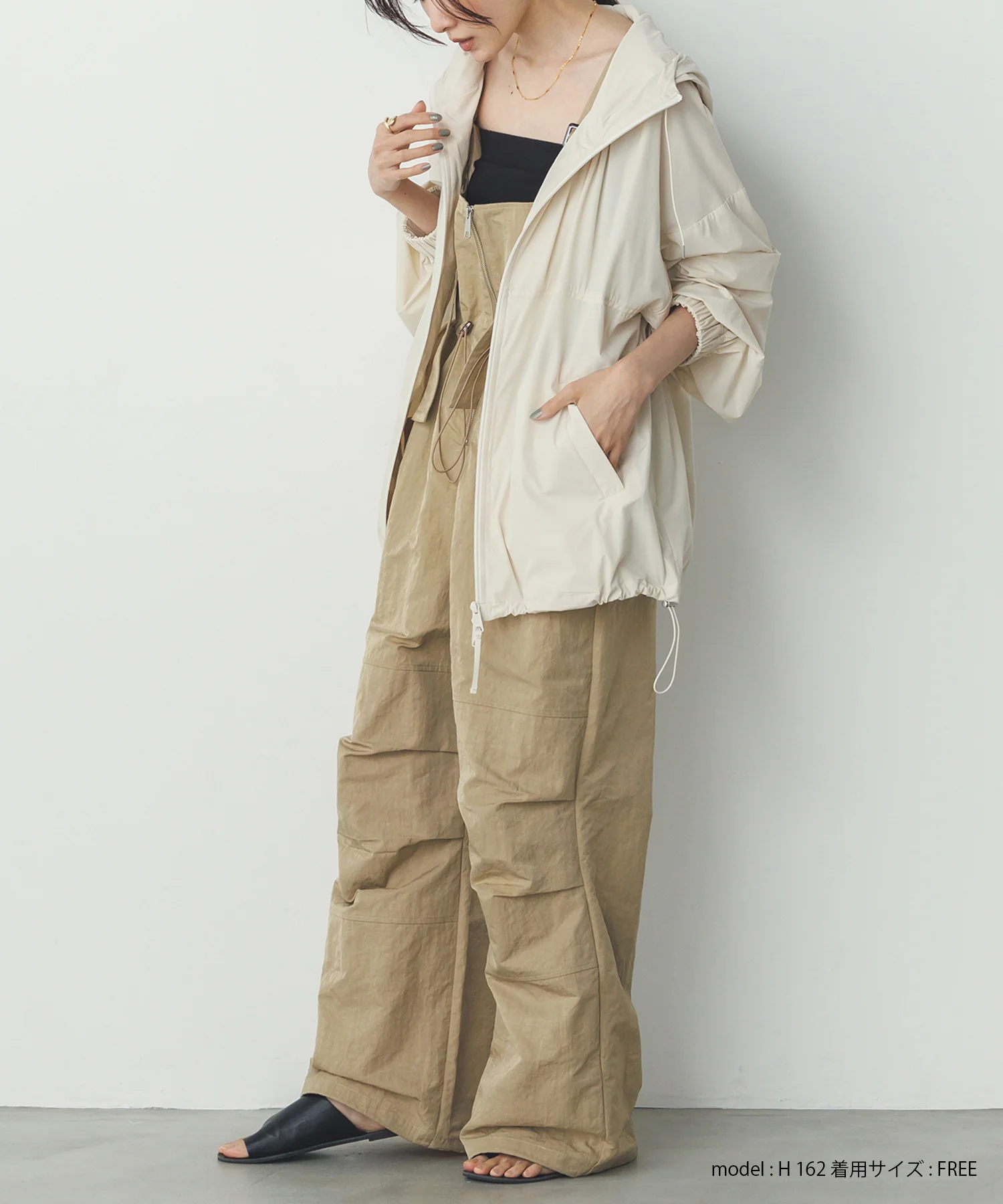 【接触冷感】フード付 ギャザーブルゾン