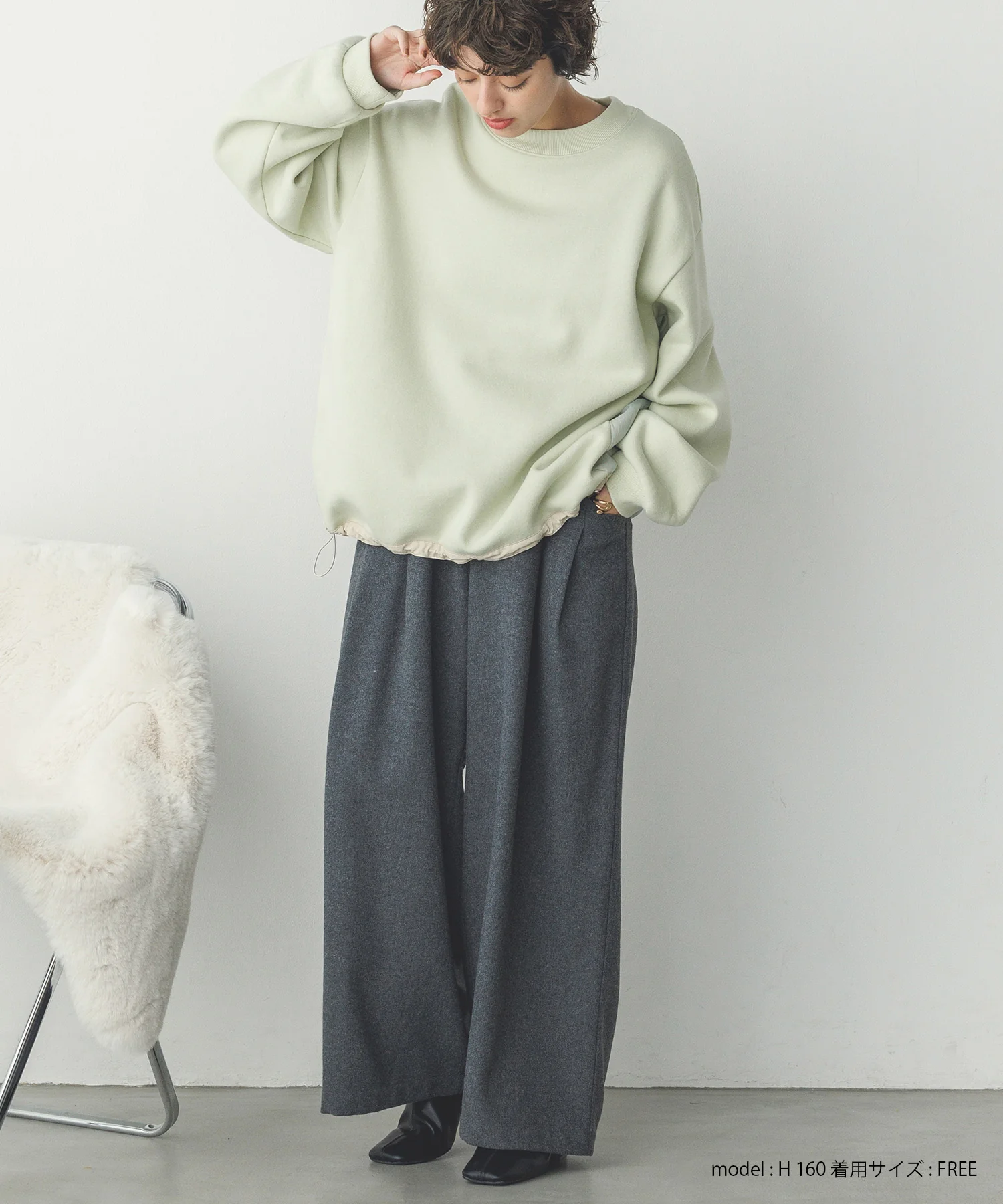 バックシアー 裏起毛バルーンスウェット