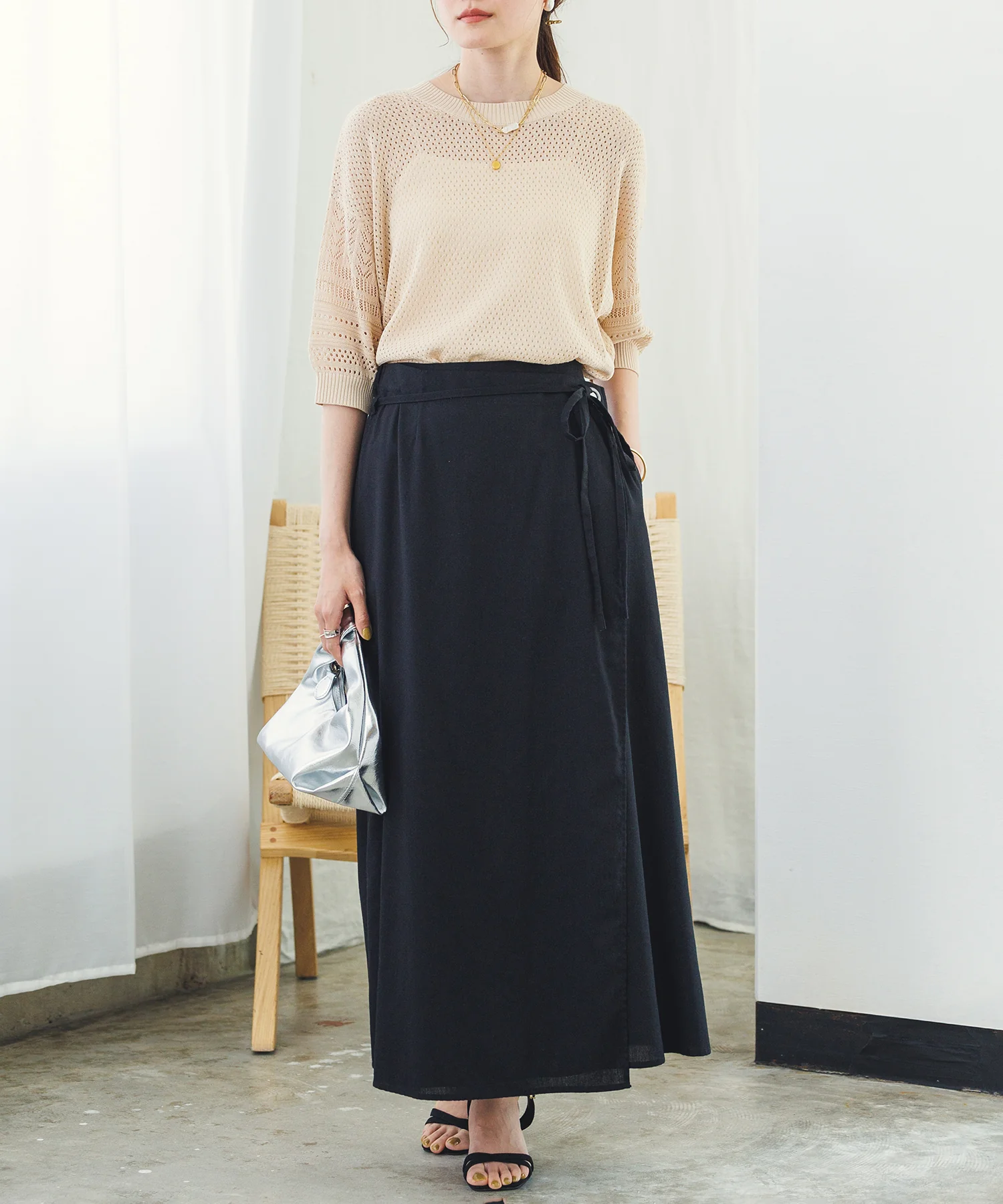 リネンブレンドラップスカート