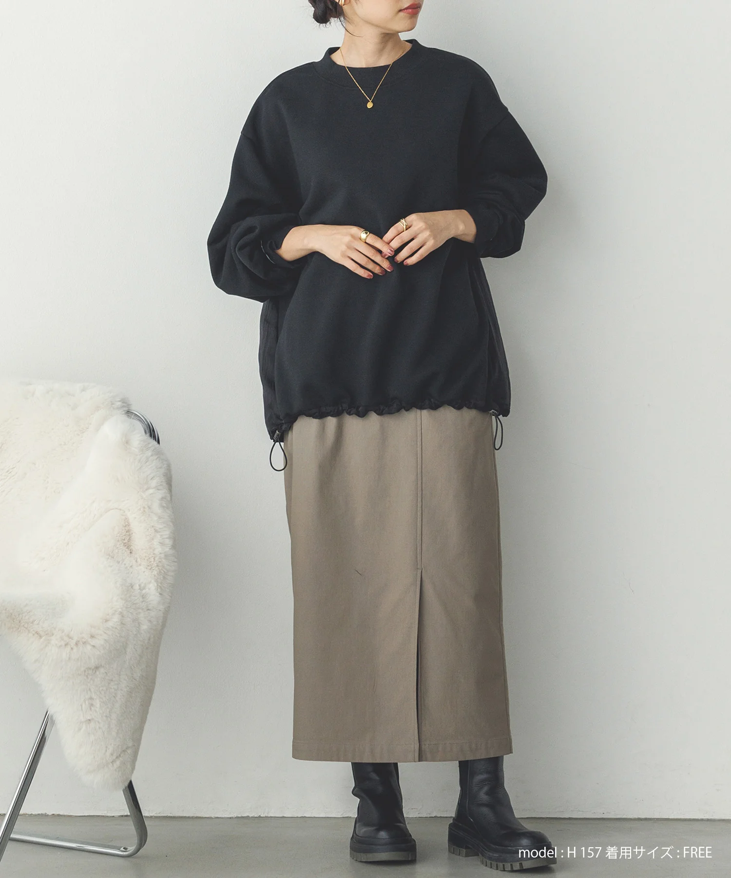 バックシアー 裏起毛バルーンスウェット