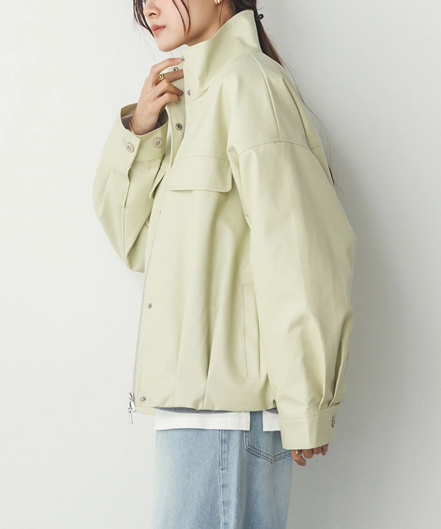 フェイクレザー オーバーブルゾン