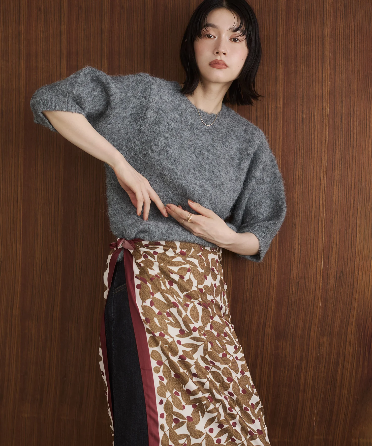 モヘアタッチ 半袖ニット