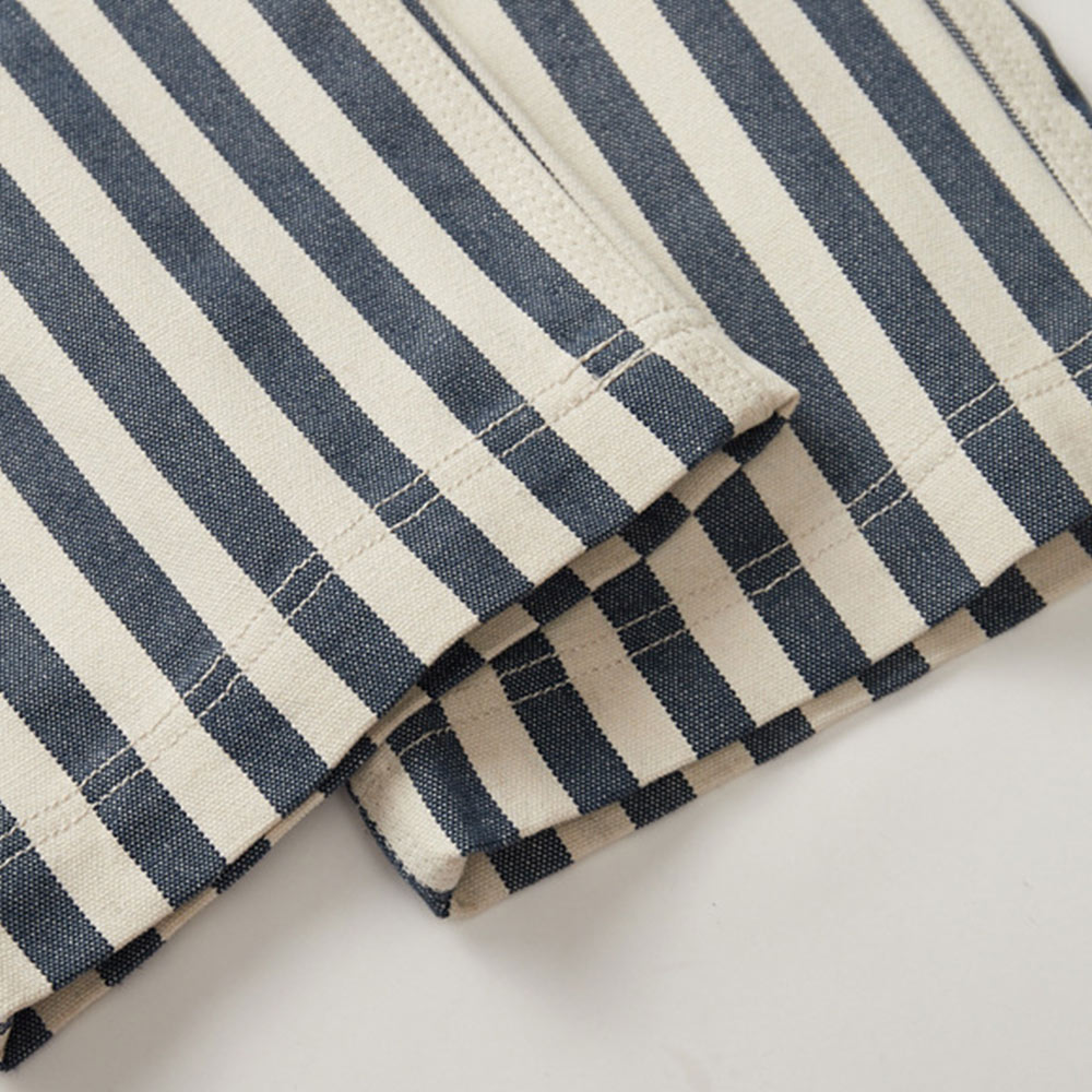 14オンス厚手仕様　 カスタム織りブルーワイドストライプロガーワークパンツ