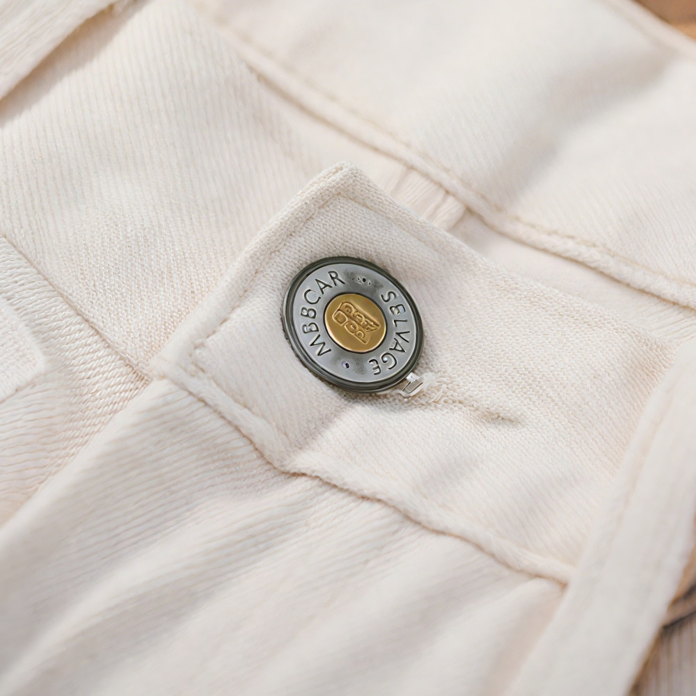 コットンシェル生成り│赤耳ホワイトデニムパンツ