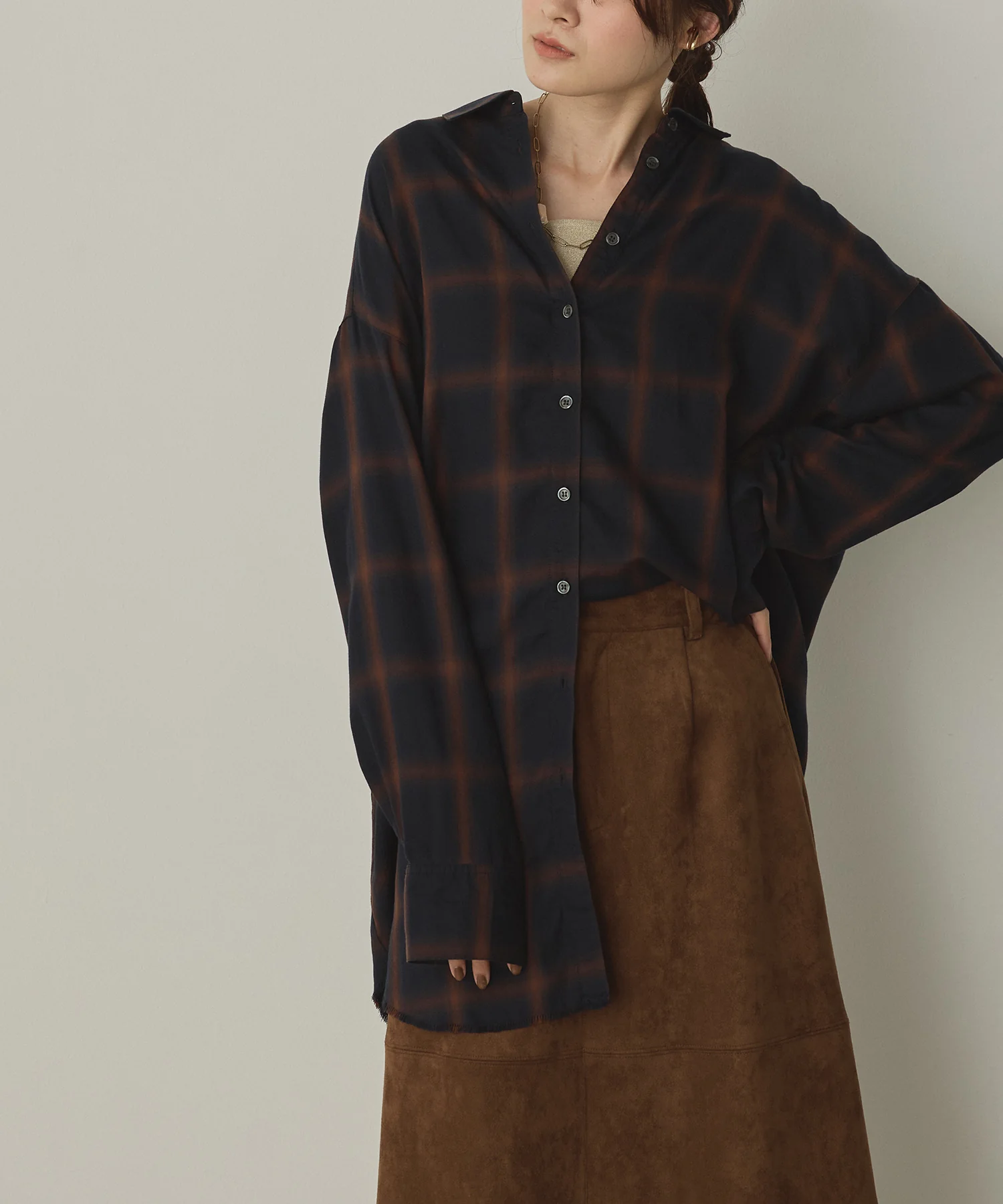 オンブレチェック オーバーシャツ