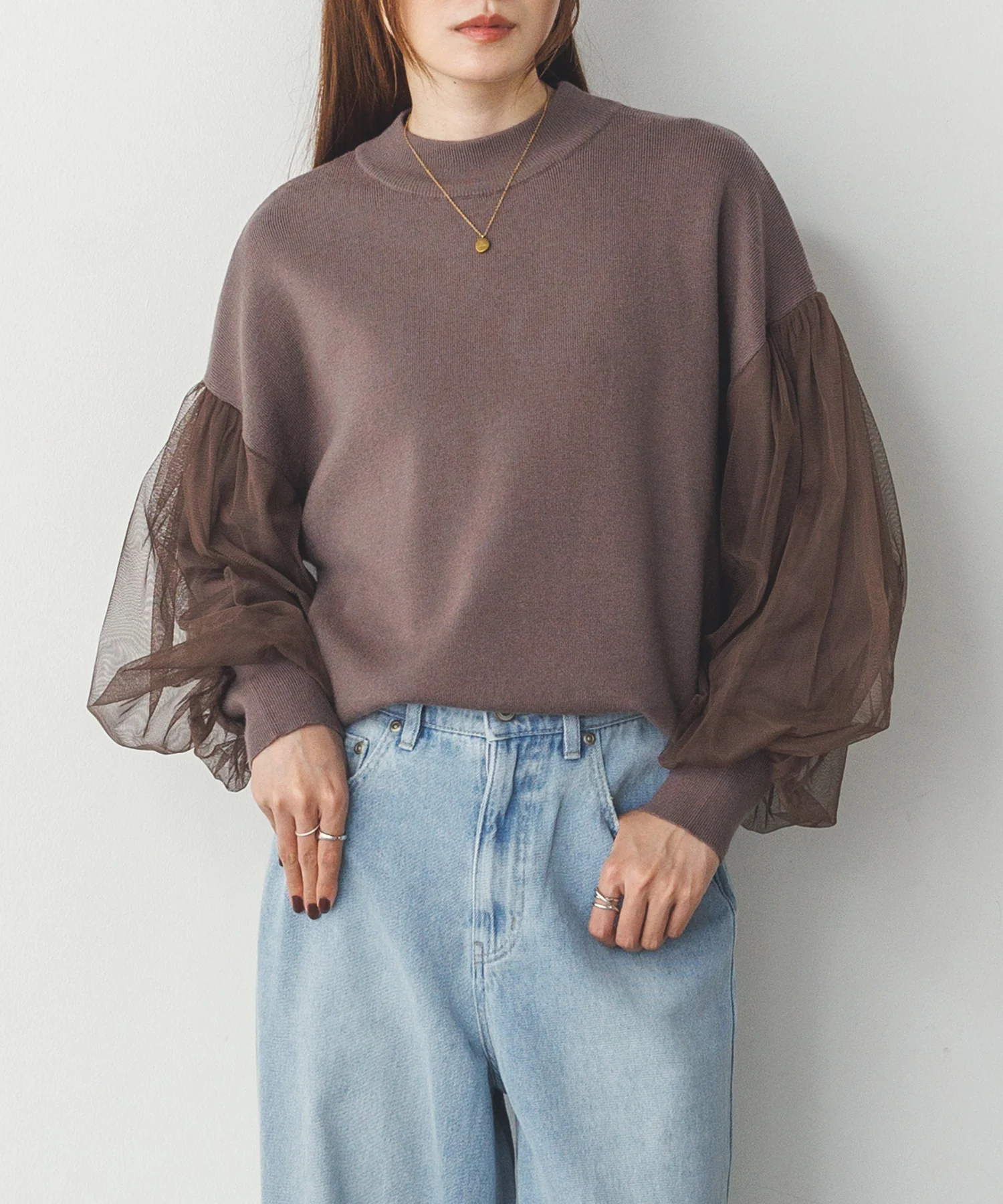 【静電気防止】やわもちヤーン チュールドッキングニット