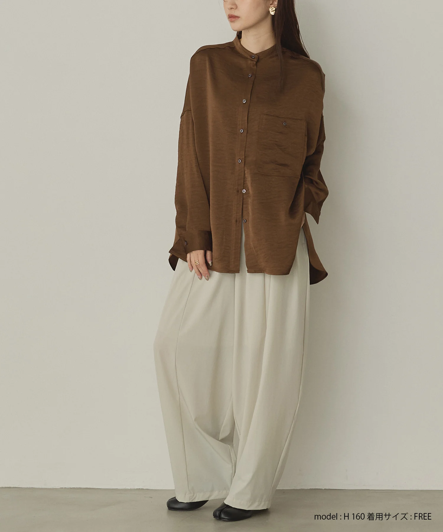 マットサテン オーバーシャツ