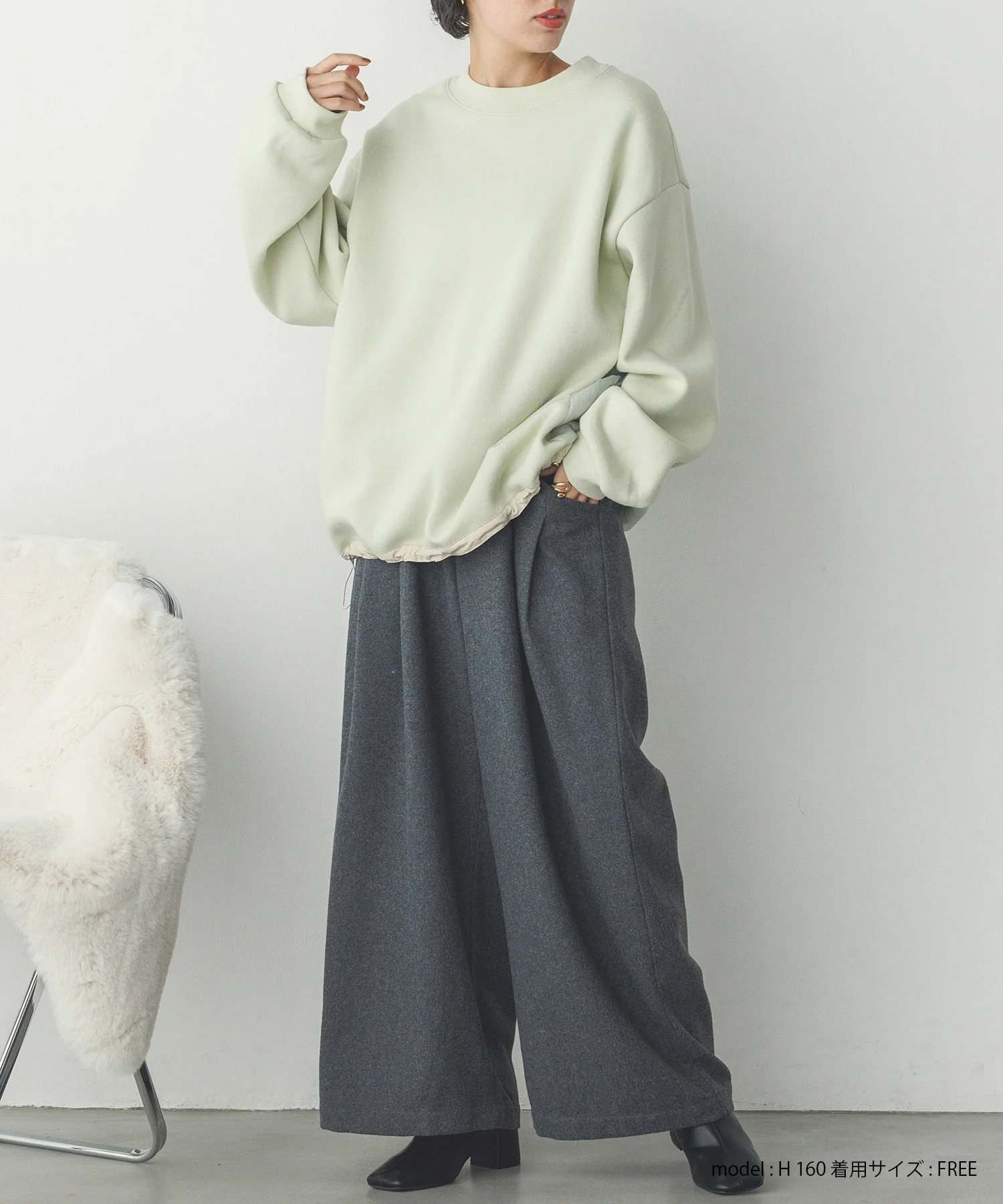 バックシアー 裏起毛バルーンスウェット