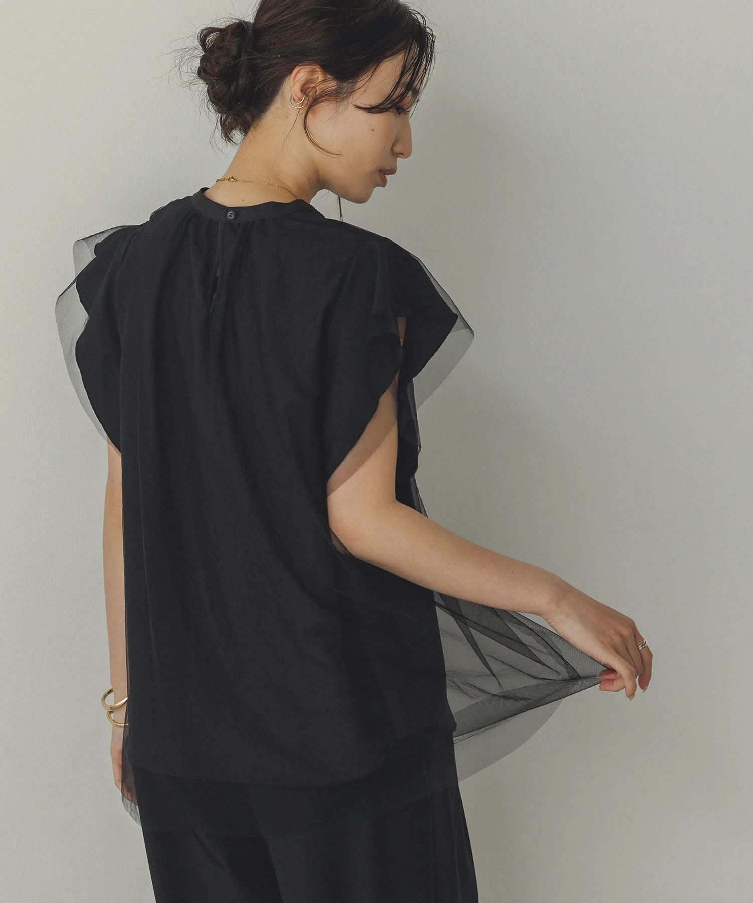 チュール レイヤードブラウス