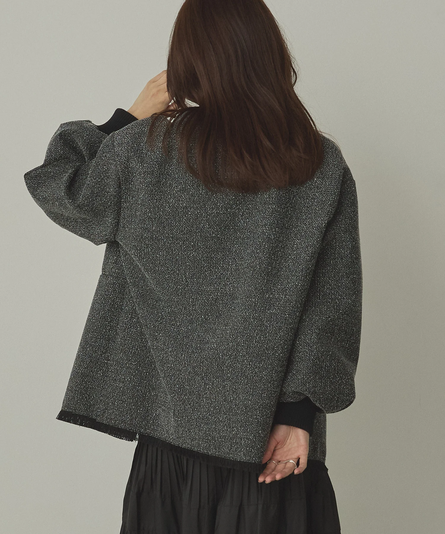 スタンドカラー ツィードブルゾン