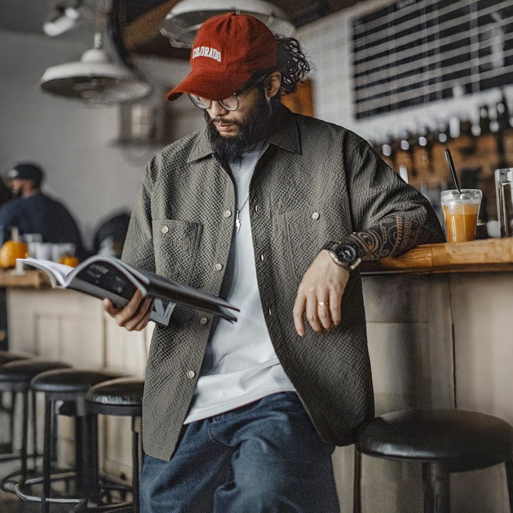 通気＆軽量シアサッカーミリタリー半袖シャツ